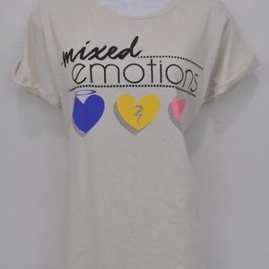 WILDFOX women MIXED EMOTIONS Hearts T SHIRT Small
